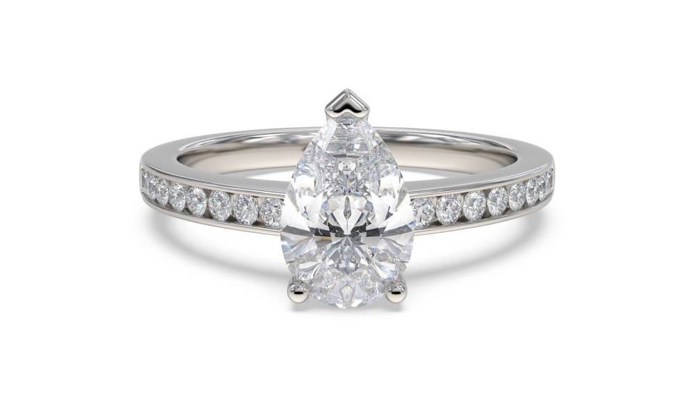 Classic Pear/Round Diamond Shoulder Set Ring set in Platinum