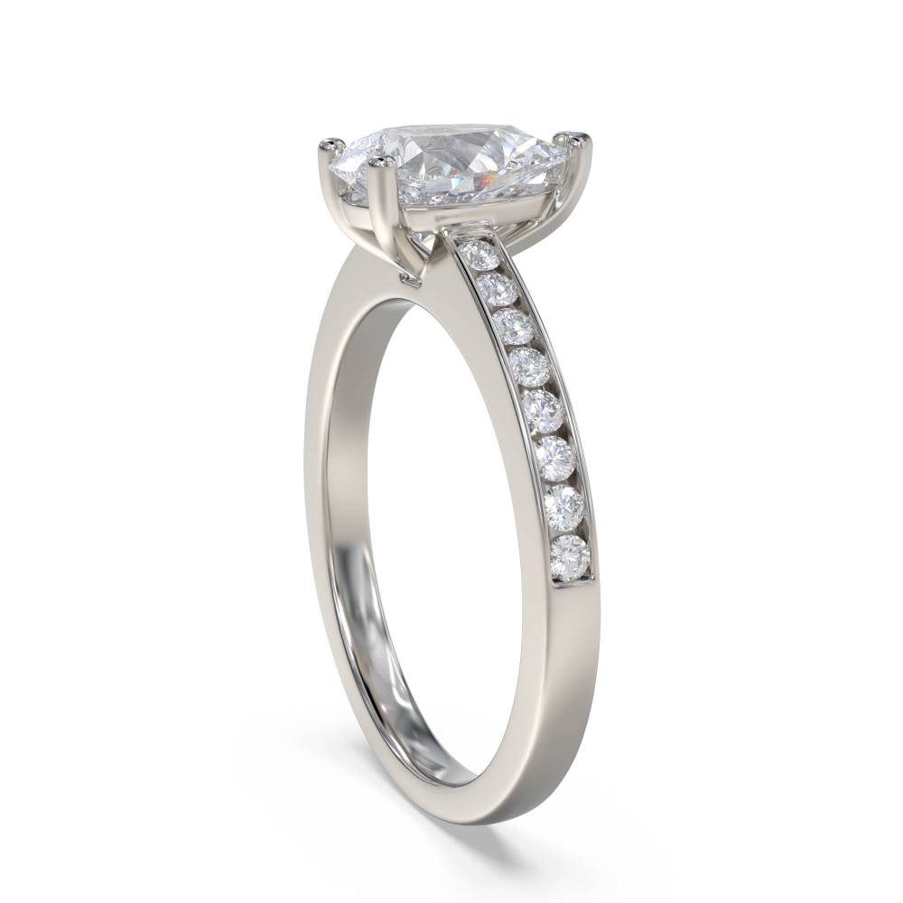 Classic Pear/Round Diamond Shoulder Set Ring set in Platinum