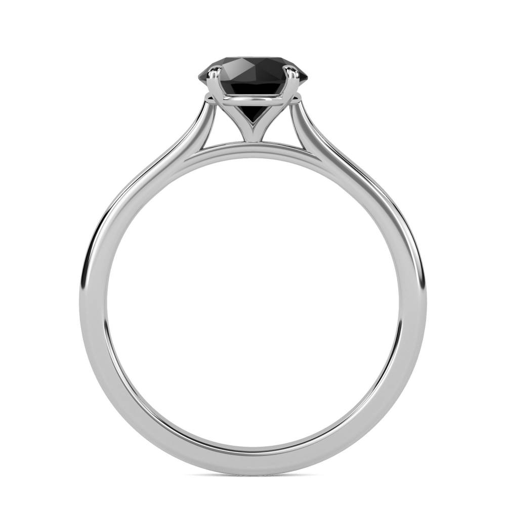 Black Diamond Solitaire Ring set in Platinum