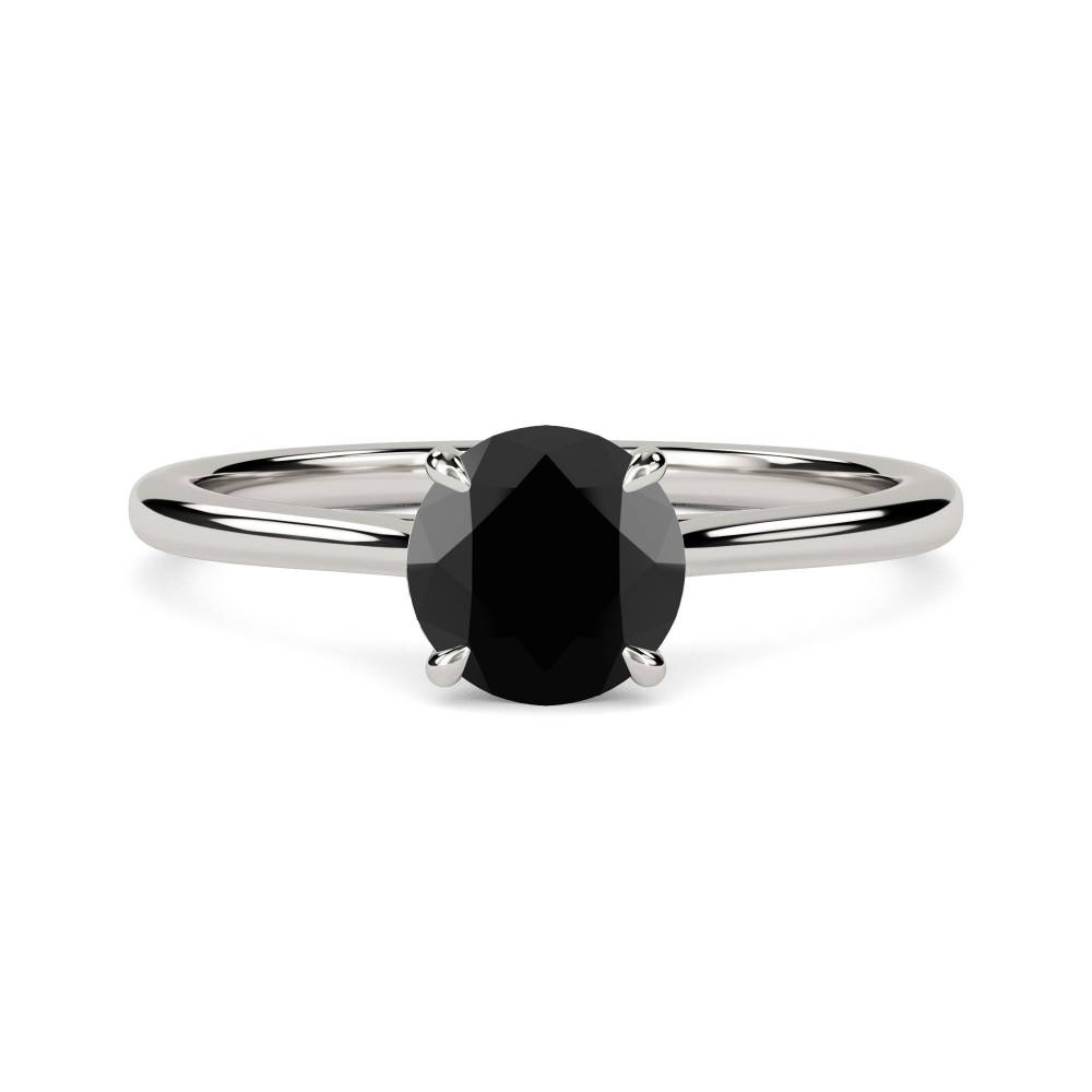 Black Diamond Solitaire Ring set in Platinum