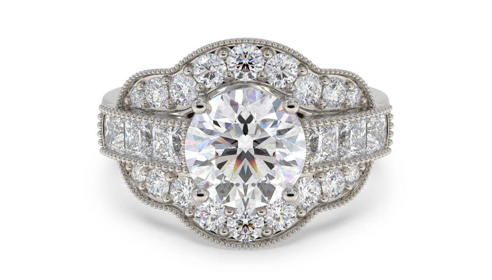 Modern Round Diamond Designer Ring set in Platinum