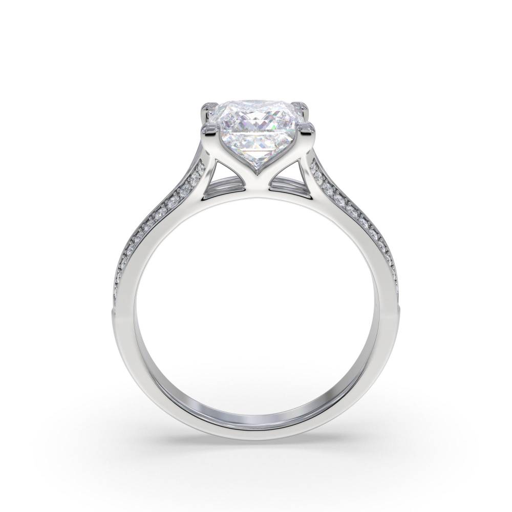 Elegant Princess Diamond Split Shoulder Set Ring set in Platinum