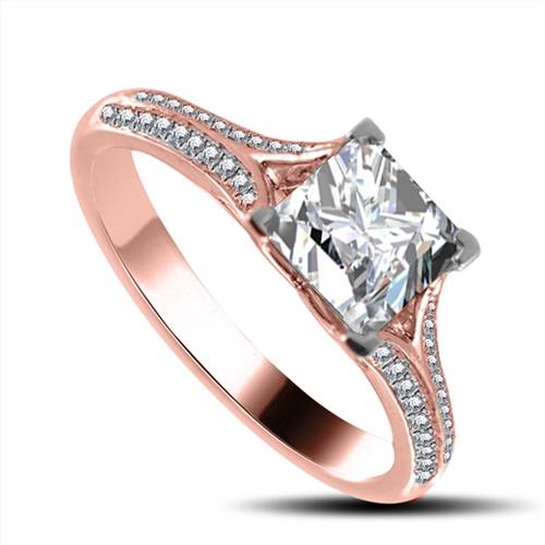 Elegant Princess Diamond Split Shoulder Set Ring Image