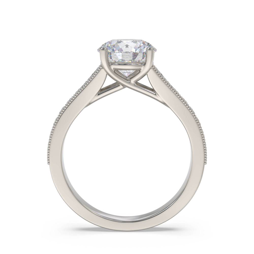 Milrgrain Shoulder Set Diamond Engagement Ring P