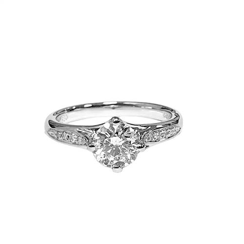 1.30ct SI2/G Round Diamond Shoulder Set Engagement Ring