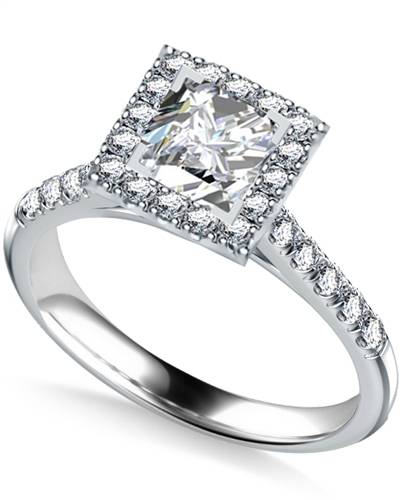 Corner Claw Princess Diamond Single Halo Ring Image