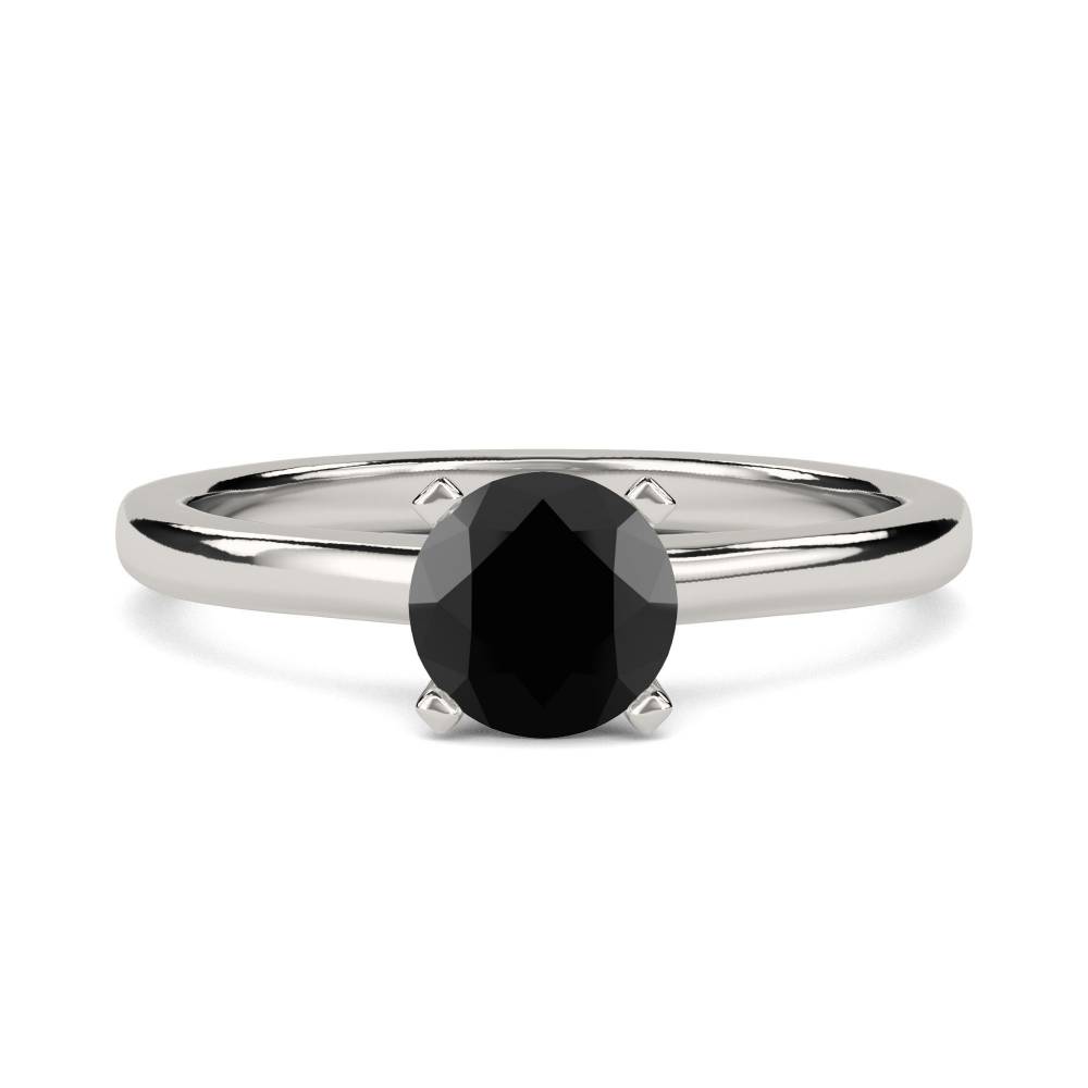 Black Diamond Solitaire Ring set in Platinum