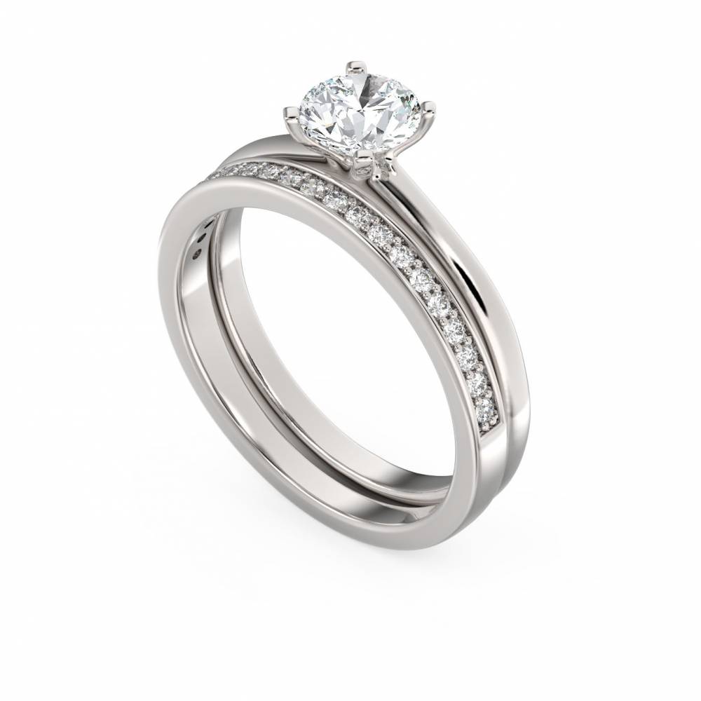 Knife Edge Round Diamond Engagement Ring P