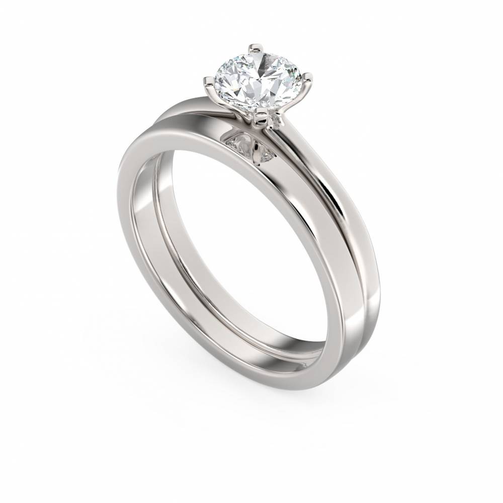 Knife Edge Round Diamond Engagement Ring P