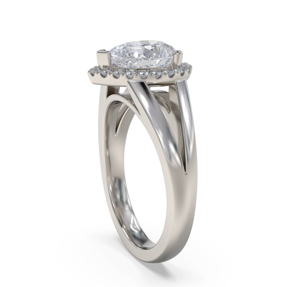 Modern Pear Diamond Single Halo Ring Image