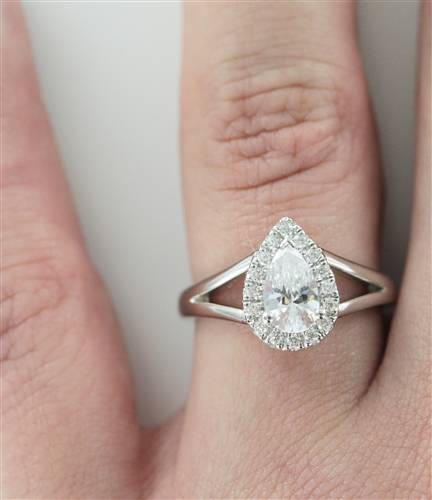 Modern Pear Diamond Single Halo Ring Image