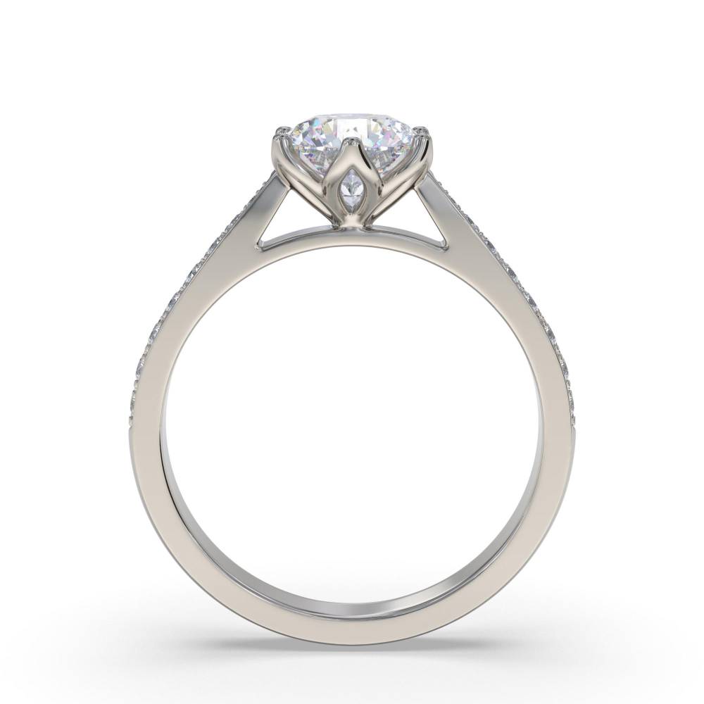 Round Diamond Shoulder Set Ring set in Platinum