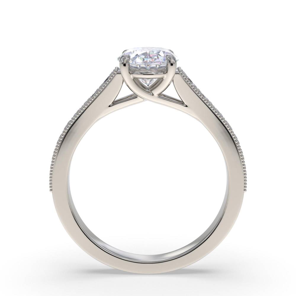 Oval Diamond Shoulder Set Ring set in Platinum