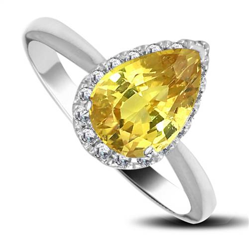 Fancy Yellow Pear Diamond Halo Ring P