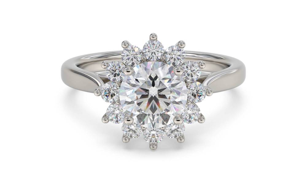 Round Diamond Floral Designer Ring set in Platinum