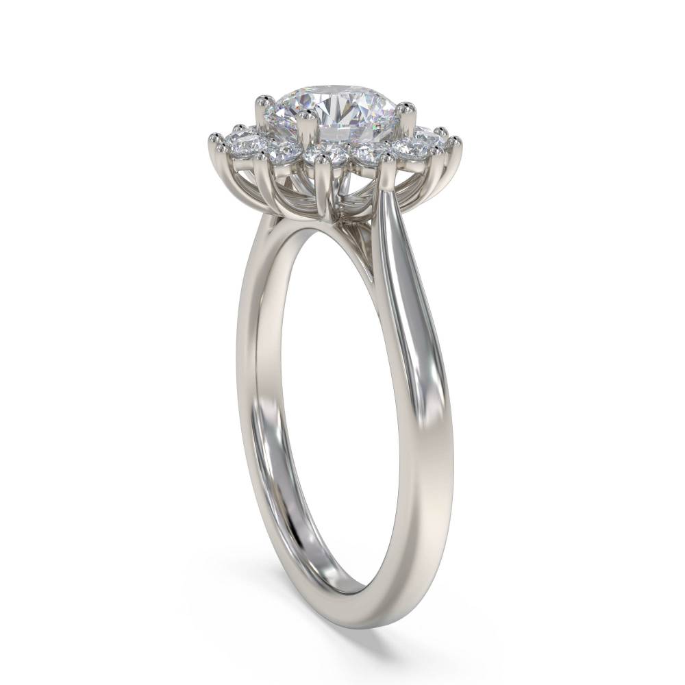 Round Diamond Floral Designer Ring set in Platinum