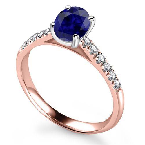 Fancy Blue Sapphire Oval Diamond Shoulder Set Ring F