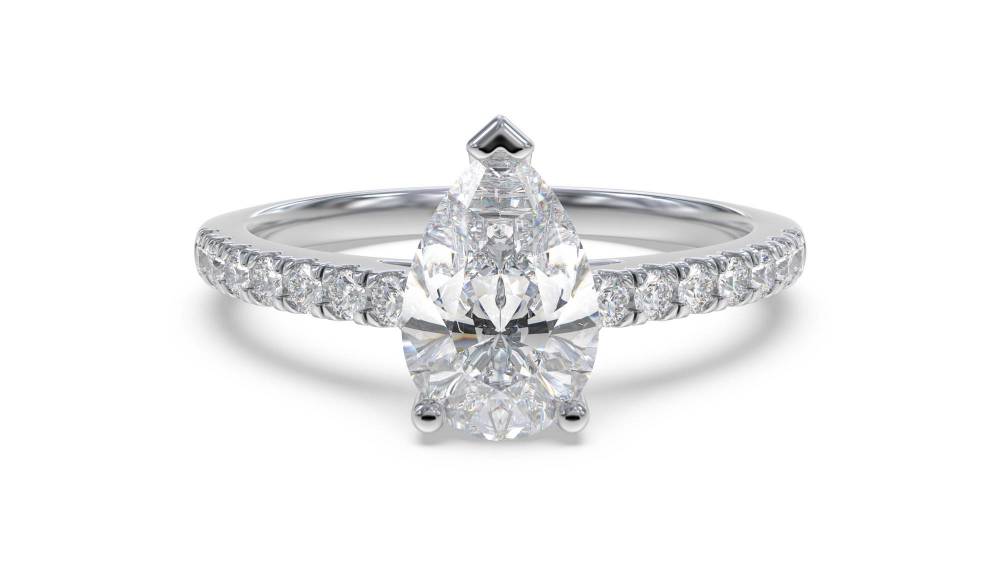 Pear Diamond Shoulder Set Ring W