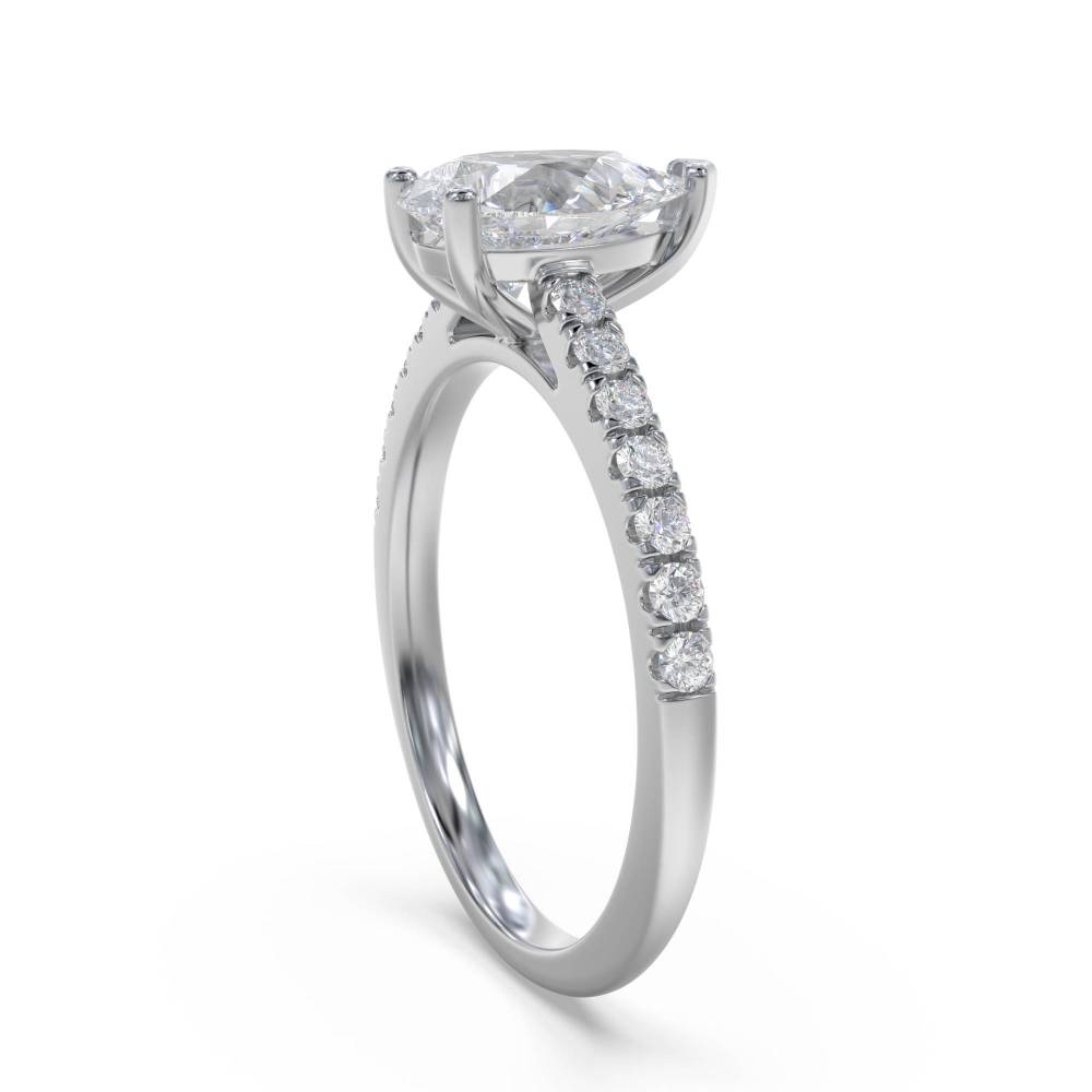 Pear Diamond Shoulder Set Ring W