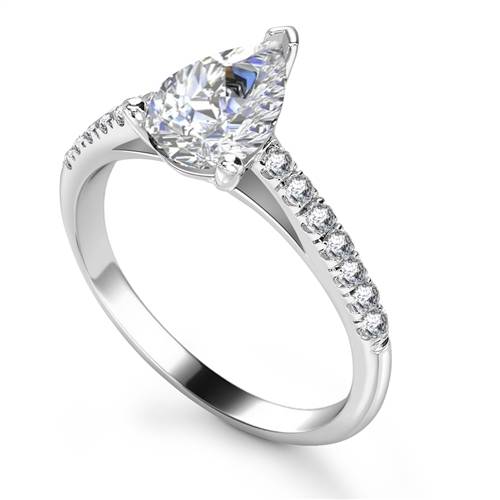 Pear Diamond Shoulder Set Ring W