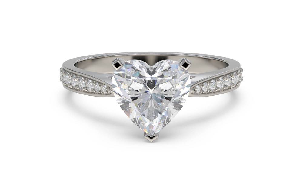 Modern Heart Diamond Shoulder Set Ring set in Platinum