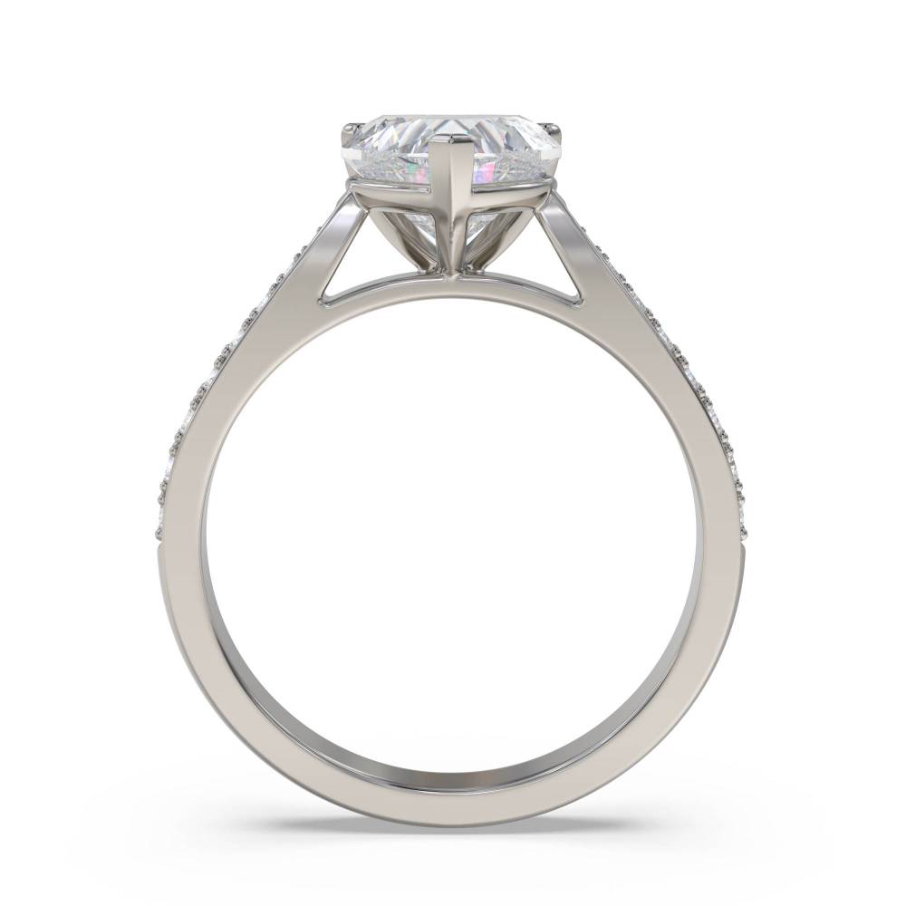 Modern Heart Diamond Shoulder Set Ring set in Platinum