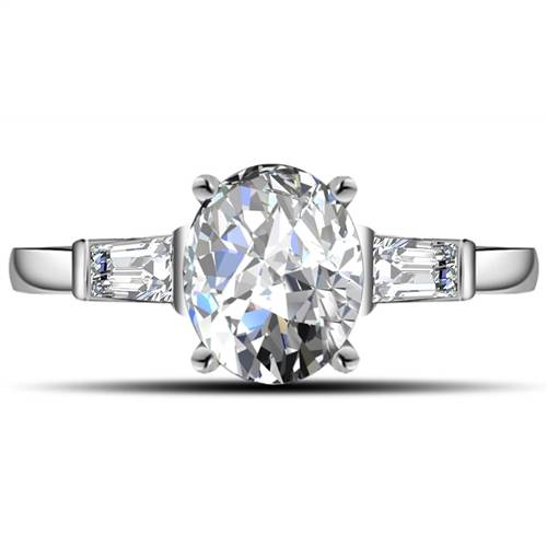 Modern Oval & Baguette Diamond Trilogy Ring Image