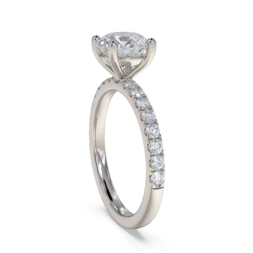 Round Diamond Shoulder Set Ring set in Platinum