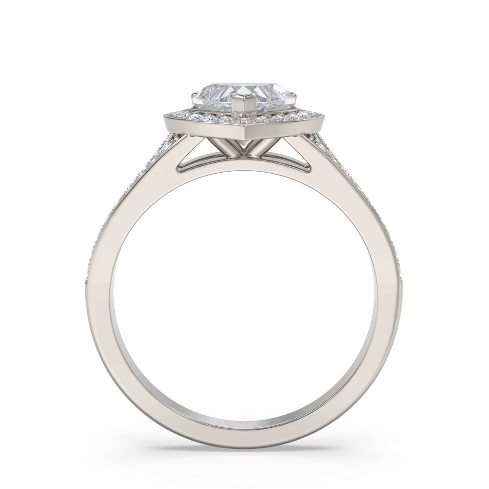 Heart Diamond Single Halo Shoulder Set Ring set in Platinum