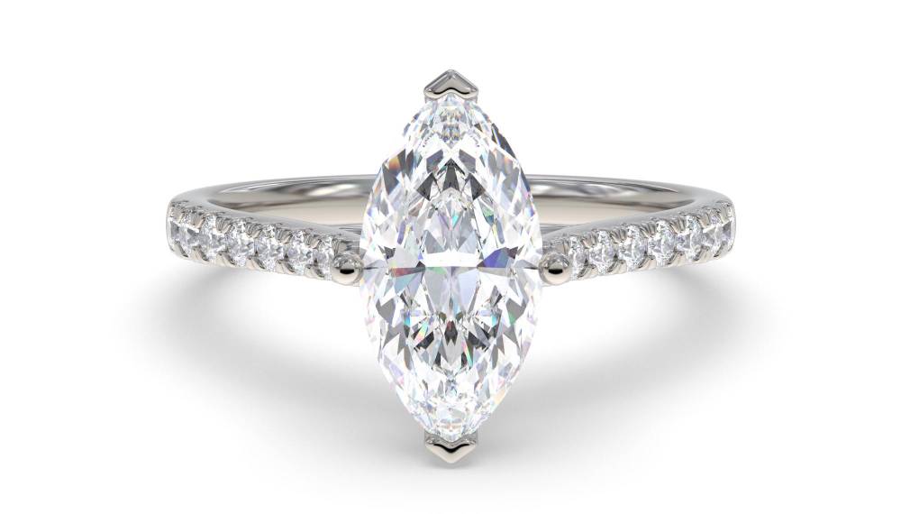 Marquise Diamond Shoulder Set Ring set in Platinum