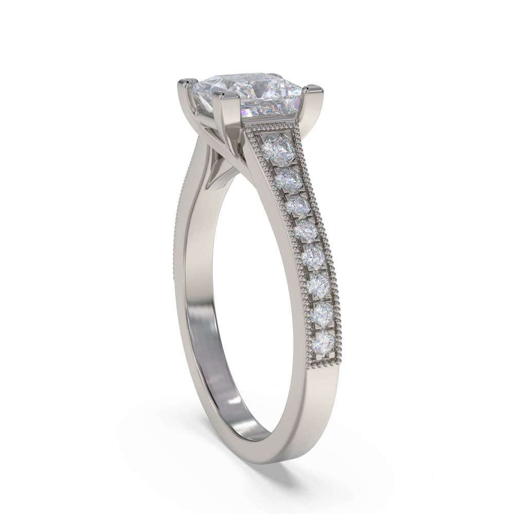 Princess Diamond Shoulder Set Ring Image