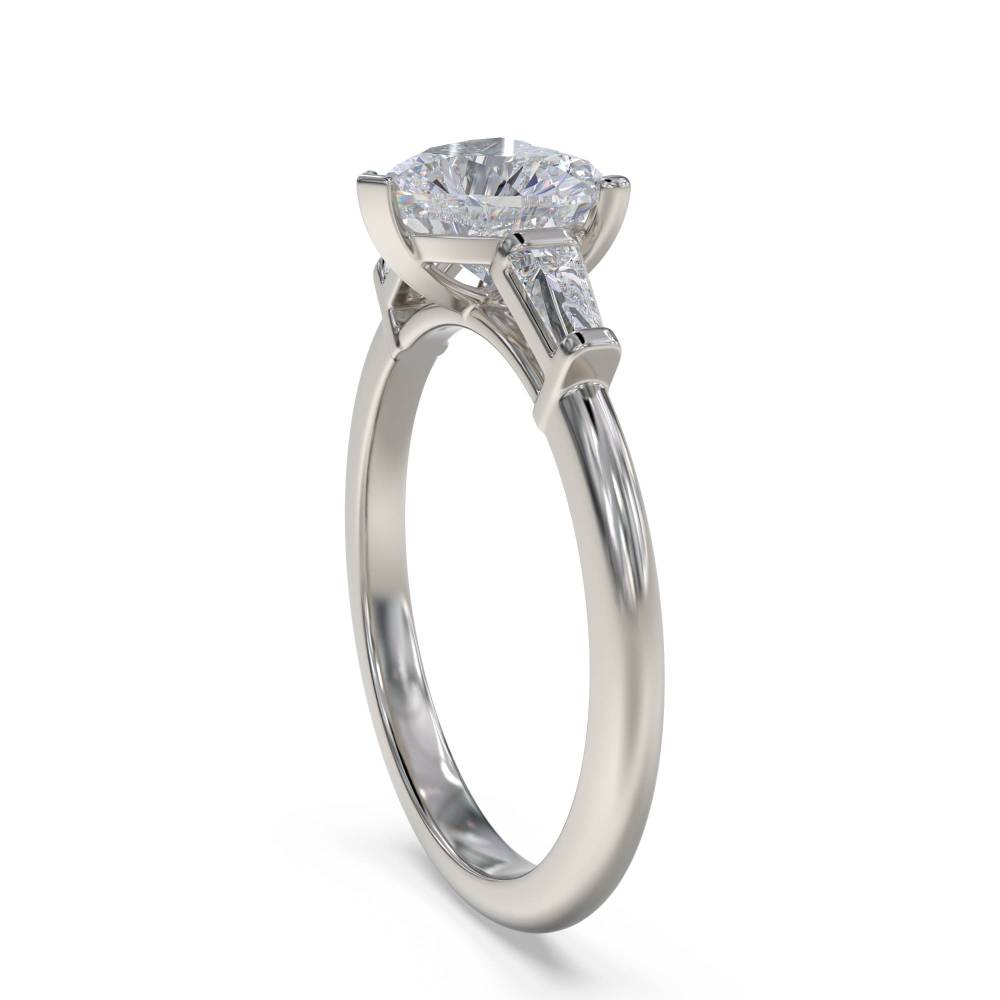 Modern Heart & Tapered Baguette Diamond Trilogy Ring P