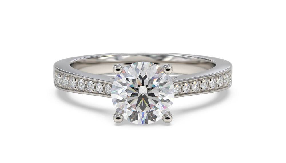 Round Diamond Shoulder Set Ring P