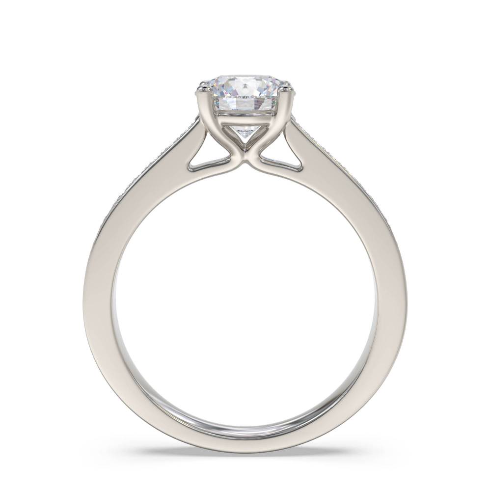 Round Diamond Shoulder Set Ring set in Platinum