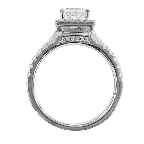 1.30ct SI/F Princess Halo Shoulder Set Engagement Ring