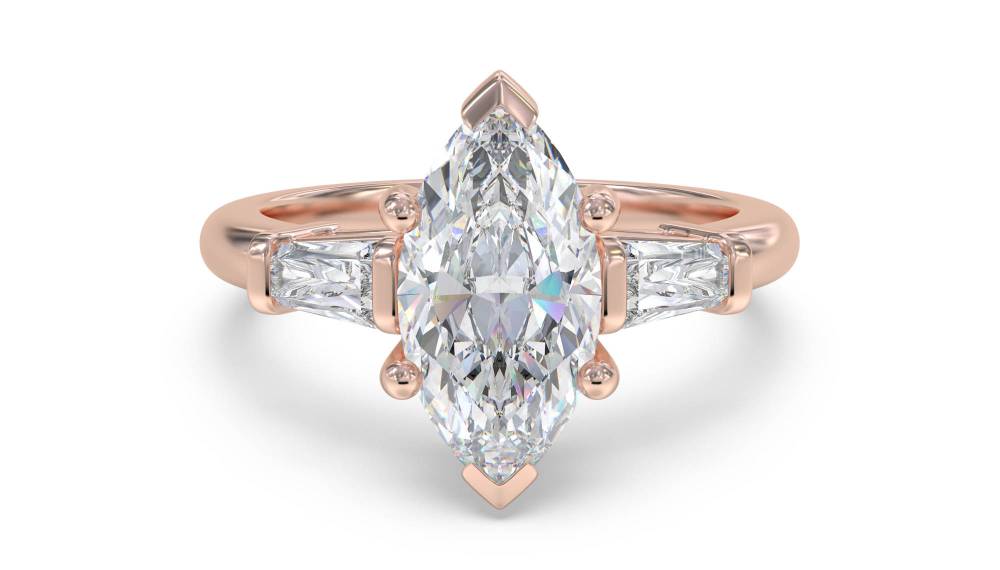 Modern Marquise & Baguette Diamond Trilogy Ring Image