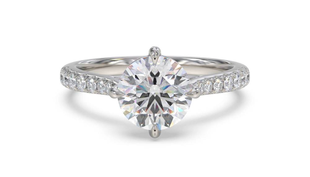 Round Diamond Shoulder Set Ring set in Platinum