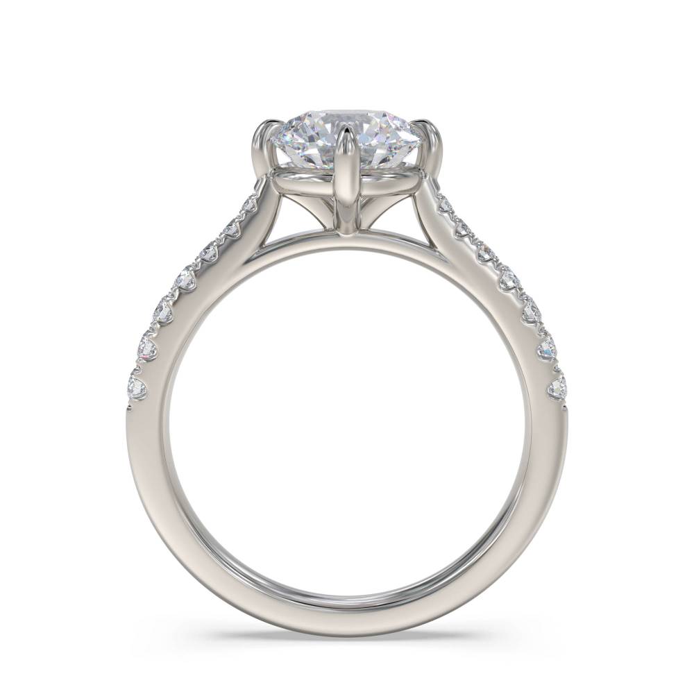 Round Diamond Shoulder Set Ring set in Platinum