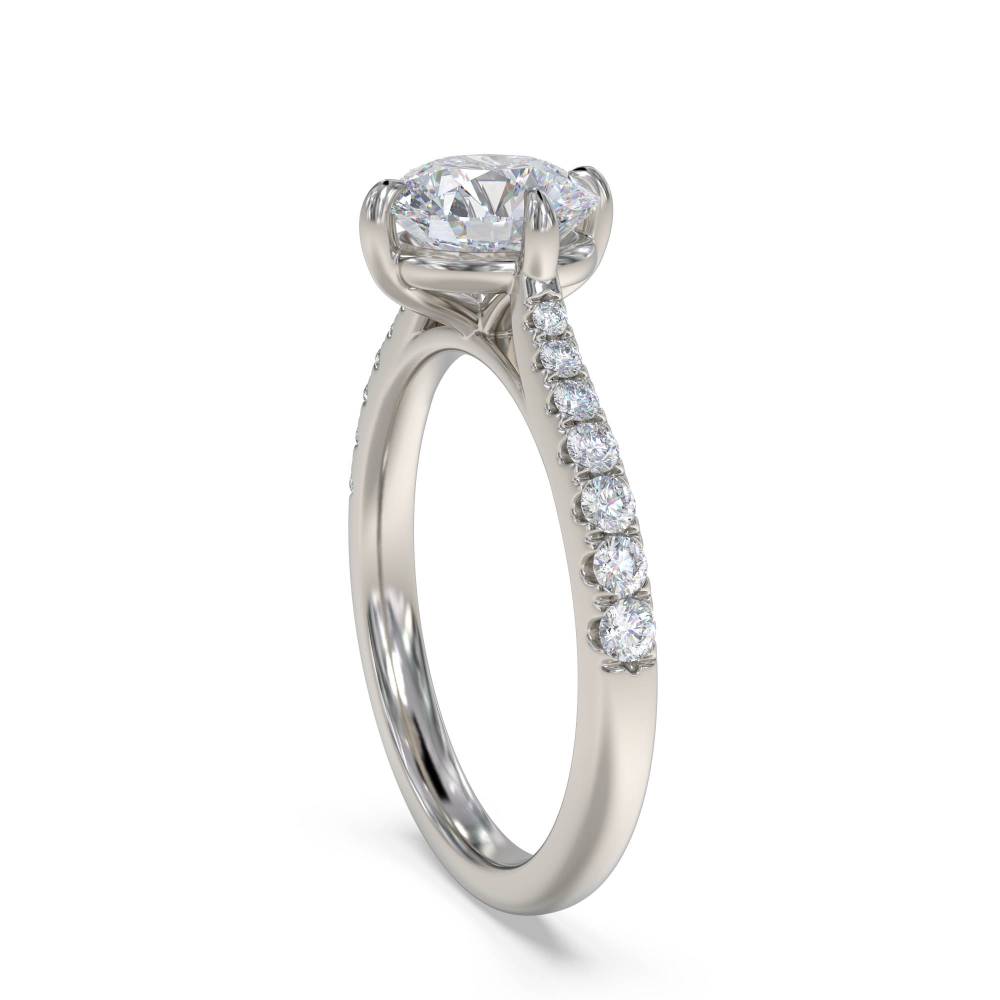 Round Diamond Shoulder Set Ring set in Platinum