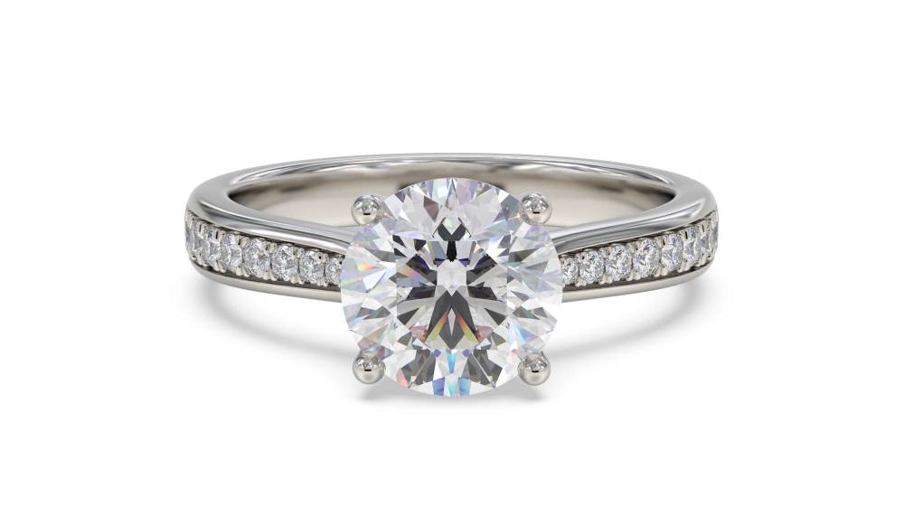 Round Diamond Shoulder Set Ring set in Platinum