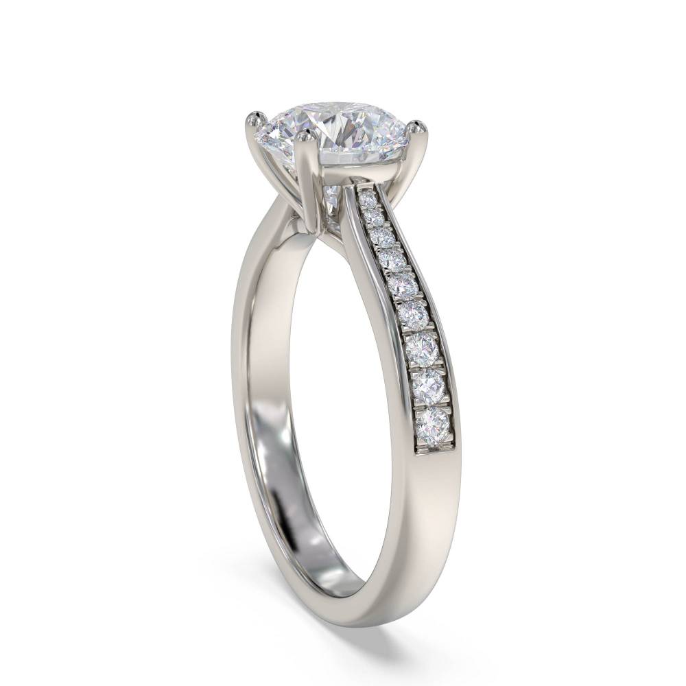 Round Diamond Shoulder Set Ring set in Platinum