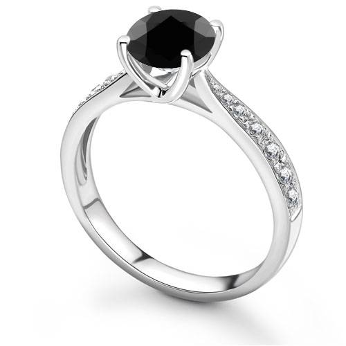 Black Diamond Shoulder Set Ring P