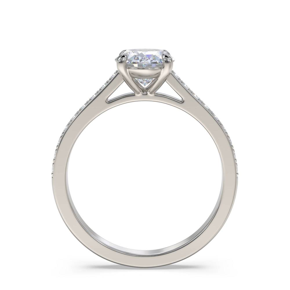 Oval Diamond Shoulder Set Ring set in Platinum