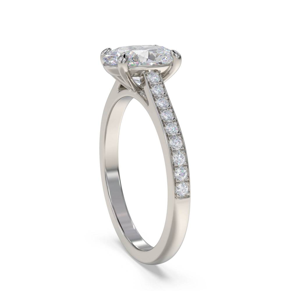 Oval Diamond Shoulder Set Ring set in Platinum