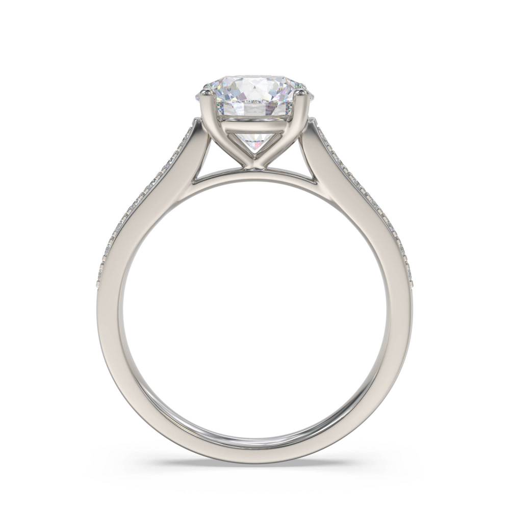 Round Diamond Shoulder Set Ring set in Platinum