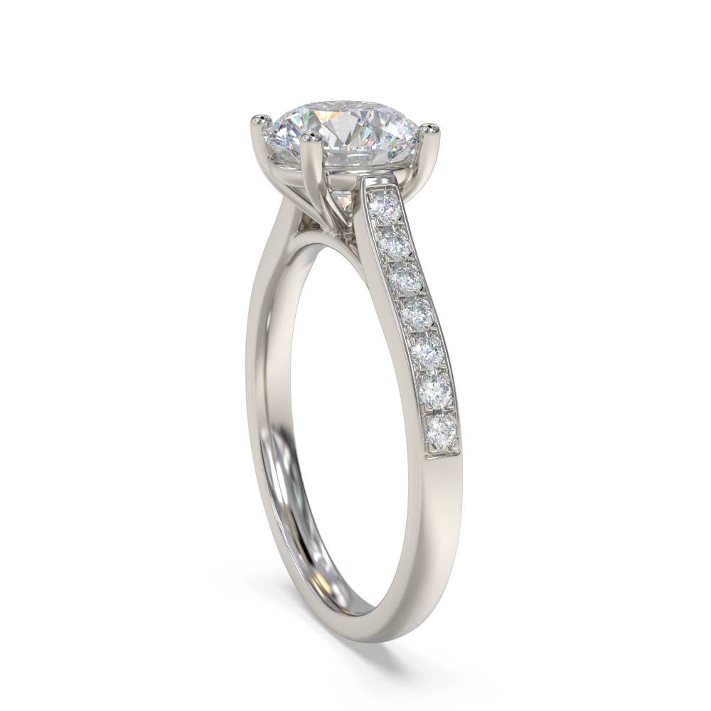 Round Diamond Shoulder Set Ring set in Platinum