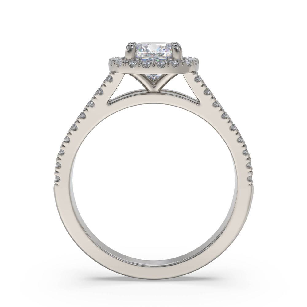 Cushion Diamond Single Halo Shoulder Set Ring P