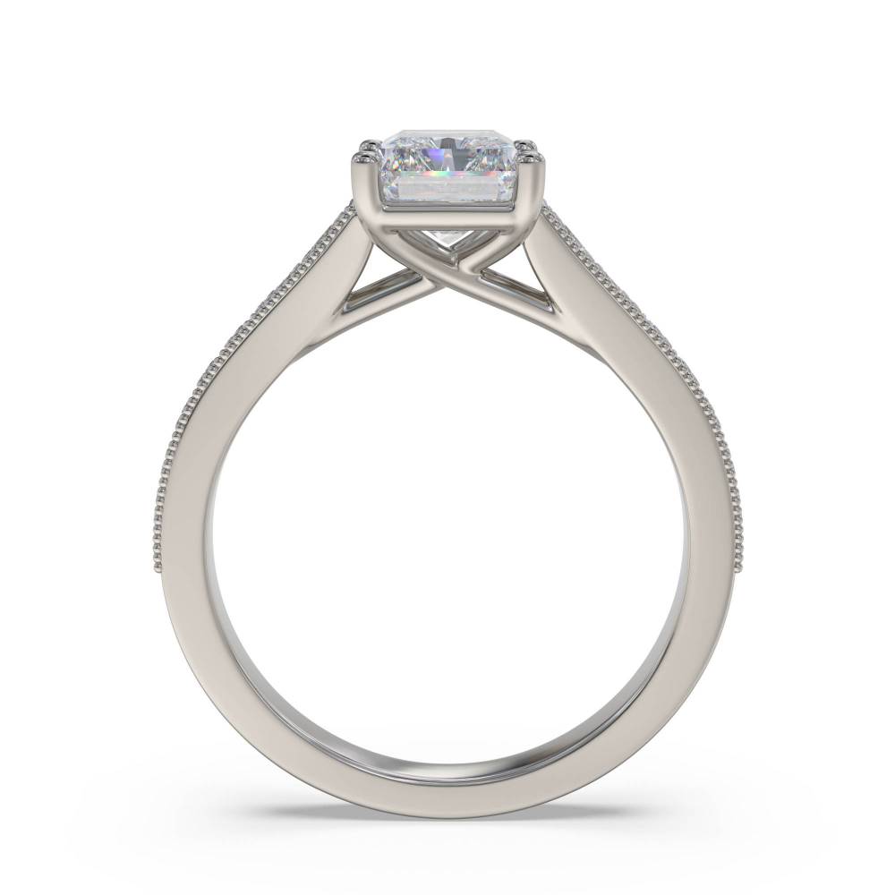 Radiant Diamond Shoulder Set Ring set in Platinum