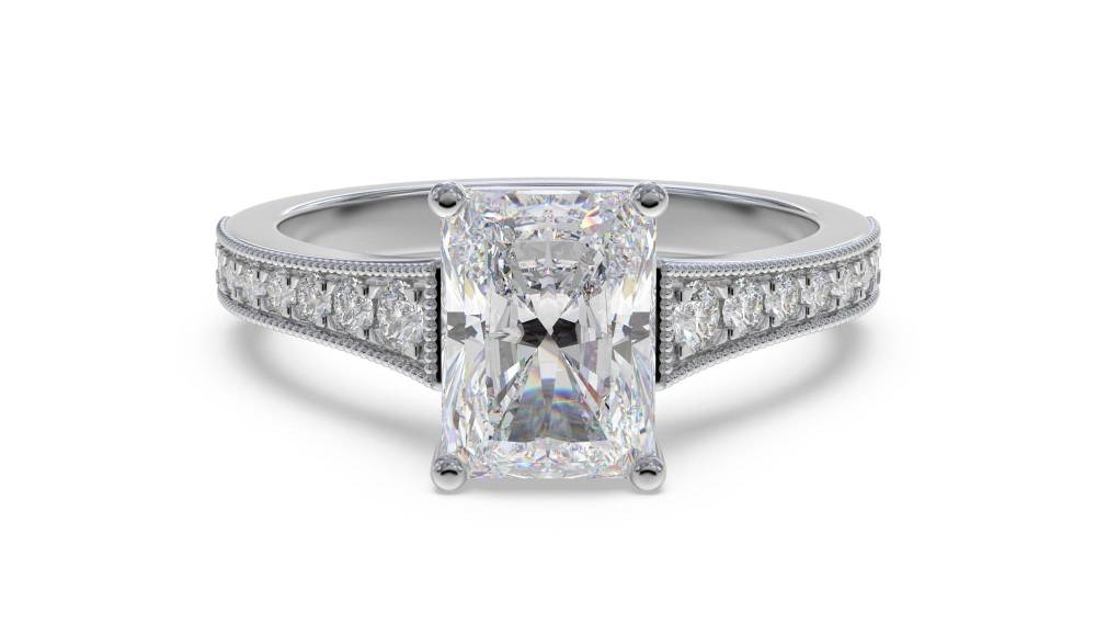 Radiant Diamond Shoulder Set Ring W