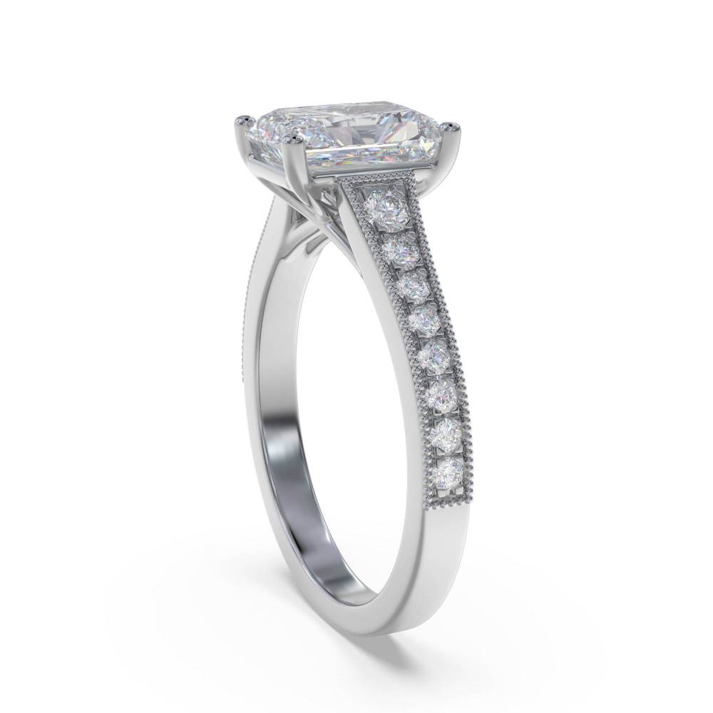 Radiant Diamond Shoulder Set Ring W